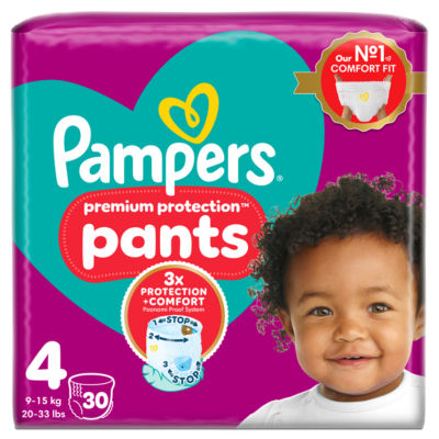 Premium Protection Nappy Pants Size 4, 30 Nappies, 9kg-15kg, Essential Pack thumbnail 2