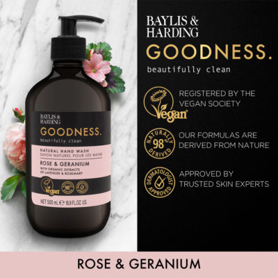 Goodness Rose & Geranium Natural Hand Wash 500ml thumbnail 3