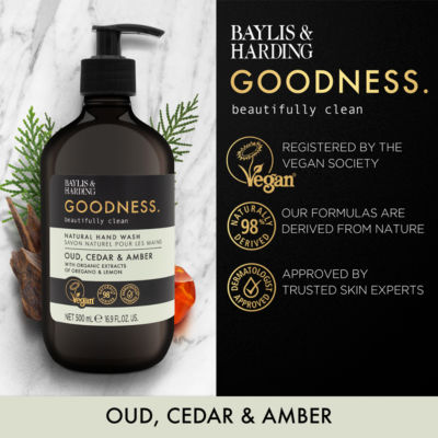 Goodness Oud, Cedar & Amber Natural Hand Wash 500ml thumbnail 3