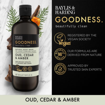 Goodness Oud, Cedar & Amber Natural Body Wash 500ml thumbnail 3