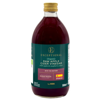 Exceptional by Organic Raw Apple Cider Vinegar with Apple & Raspberry Juice 500ml