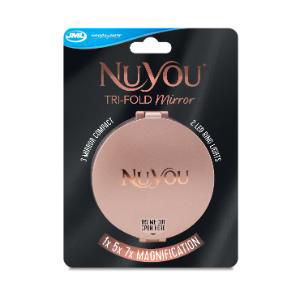 NuYou Tri-Fold Mirror - Triple, folding compact with 2 magnifying, ring-lit mirrors thumbnail 2
