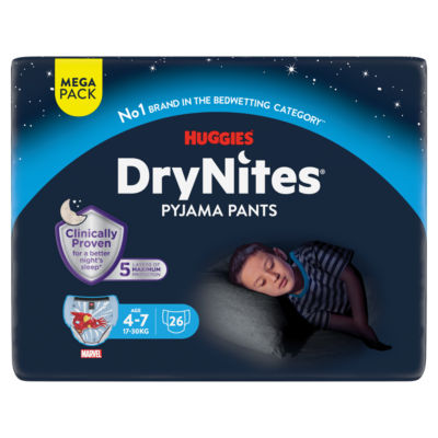 DryNites MEGA Bedwetting Pyjama Nappy Pants 4-7 years (17-30kg) 26 Pants thumbnail 2