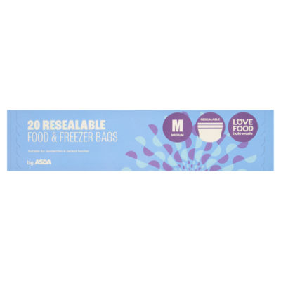 20 Medium Resealable Food & Freezer Bags thumbnail 2