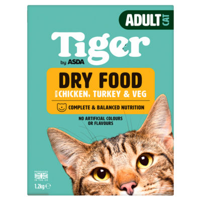 Tiger by ASDA Dry Food with Chicken, Turkey & Veg Adult Cat 1.2kg