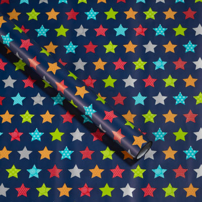 Navy Star Print Gift Wrap