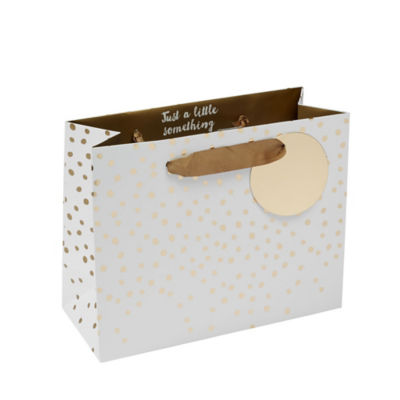 Small Gold-Toned Polka Dot Landscape Gift Bag