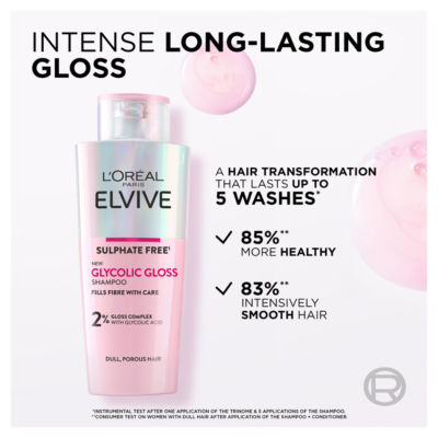 L’Oréal Paris Elvive Glycolic Gloss Sulphate Free Shampoo for Dull Hair 200ml thumbnail 3