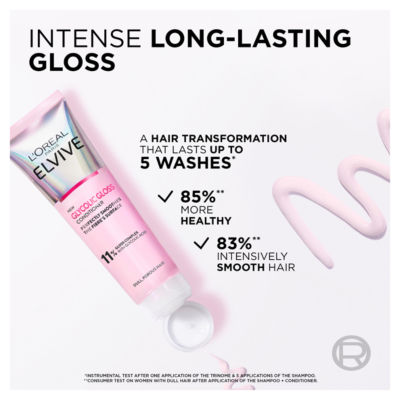 L'Oreal Paris Elvive Glycolic Gloss Conditioner, With Glycolic Acid, Ideal for Dull Hair, 150ml thumbnail 3