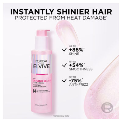 L'Oreal Paris Elvive Glycolic Gloss Leave-In Serum, With Glycolic Acid, Ideal for Dull Hair, 150ml thumbnail 3