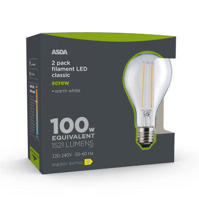 LED Filament Filament 100W Large Screw Clear Lightbulb thumbnail 2