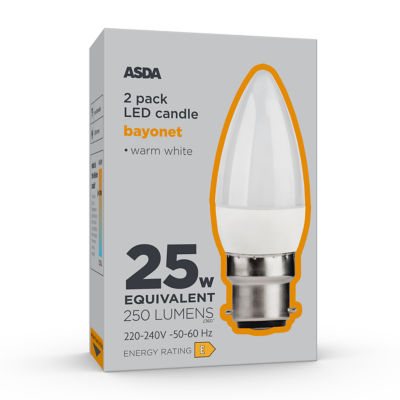 LED Candle 250L WH COA B22 25H 27K NON 2P thumbnail 2