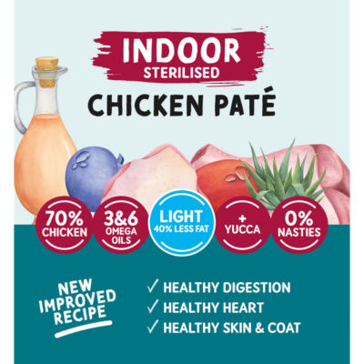 Natural Cat Food Indoor Sterilised Chicken Paté 85g thumbnail 3
