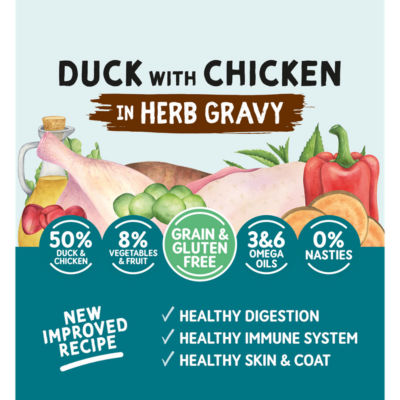 Natural Dog Food Duck with Chicken in Herb Gravy Adult Dog 1-7 Years 100g thumbnail 3