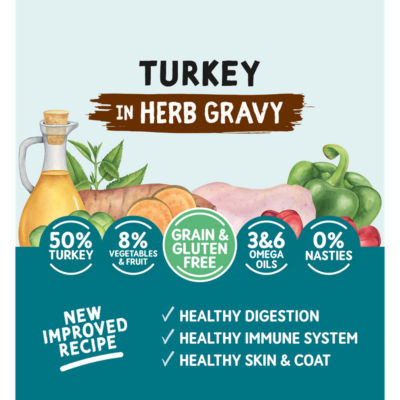 Natural Dog Food Turkey in Herb Gravy Adult Dog 1-7 Years 100g thumbnail 3