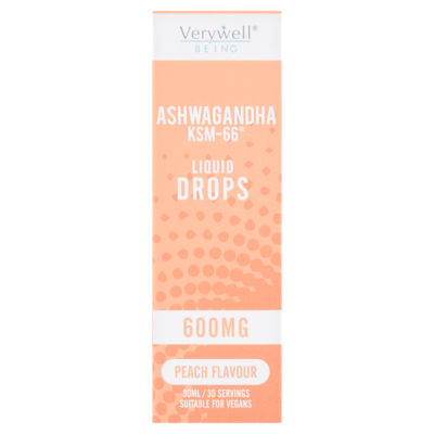 Peach Flavour Ashwagandha KSM-66 Liquid Drops 600mg 30ml