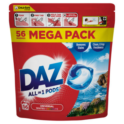 Daz ALL in 1 PODS® Washing Capsules, Whites & Colours, 56 Washes