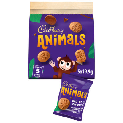 Animals Mini Chocolate Biscuits 5 Pack Multipack 99.5g (5 x 19.9g) thumbnail 2