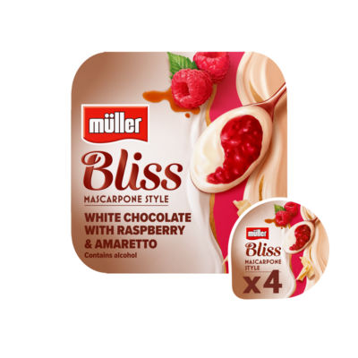 Mascarpone White Chocolate & Raspberry Amaretto Yogurt 4 x 110g thumbnail 2