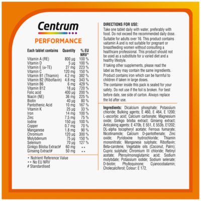 Performance Multivitamins & Minerals, 30 Tablets thumbnail 3