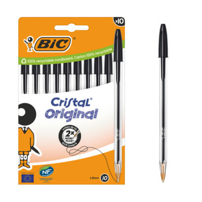 Cristal Original Black Ballpoint Pens Medium (1.00 mm) - Box of 10 thumbnail 2