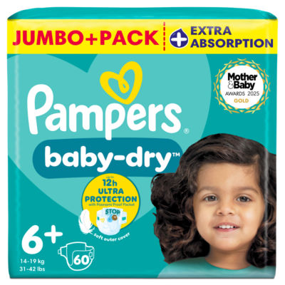 Baby-Dry Size 6+, 60 Nappies, 14kg-19kg, Jumbo+ Pack thumbnail 2