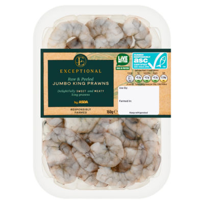 Raw & Peeled Jumbo King Prawns 160g thumbnail 2