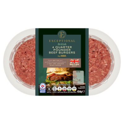 4 British Quarter Pounder Beef Burgers 454g thumbnail 2