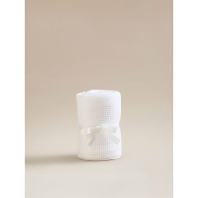 White Cotton Cellular Shawl Blanket thumbnail 2
