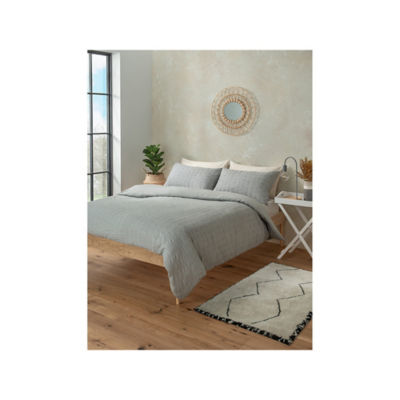 Grey Seersucker Duvet Set - Single