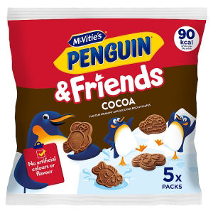 Penguin & Friends Cocoa Flavoured Crunchy and Delicious Biscuit Shapes 5 x 20g
