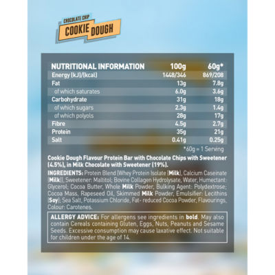 Protein Bar Chocolate Chip Cookie Dough Flavour 60g thumbnail 4