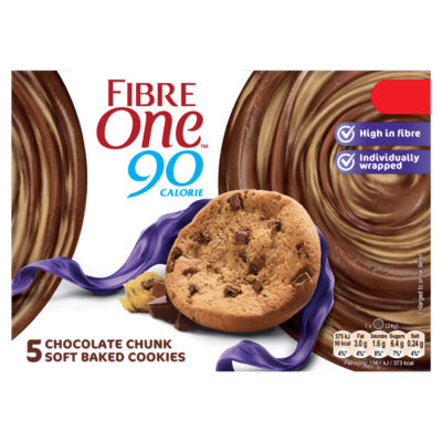90 Calorie Chocolate Chunk Soft Baked Cookies 5 x 24g (120g)