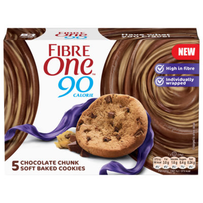 90 Calorie Chocolate Chunk Soft Baked Cookies 5 x 24g (120g) thumbnail 3