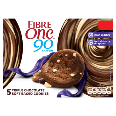 90 Calorie Triple Chocolate Soft Baked Cookies 5 x 24g (120g) thumbnail 2