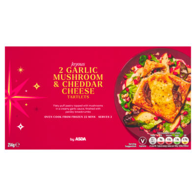 2 Joyous Garlic Mushroom & Cheddar Cheese Tartlets 214g