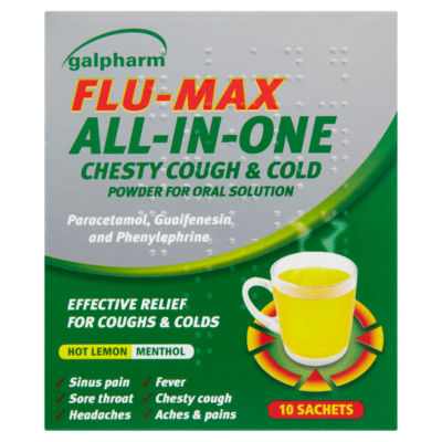 Flu-Max All-In-One Chesty Cough & Cold Powder for Oral Solution 10 Sachets thumbnail 2