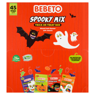 45 Spooky Mix Trick or Treat Box Assorted Fruit Flavour Soft Sweets Mini Bags 675g thumbnail 2
