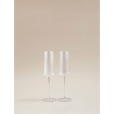 Clear Ribbed Champagne Flute Glass