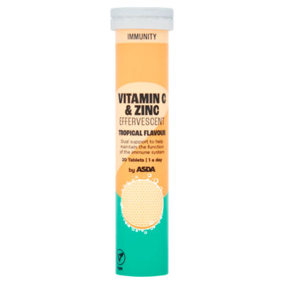 Immunity 1 a Day Vitamin C & Zinc Effervescent Tropical Flavour 20 Tablets thumbnail 2