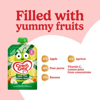 Fruit Pouch Apple Pear Banana & Apricot Baby Food Snack, 6+ Months, 100g thumbnail 4