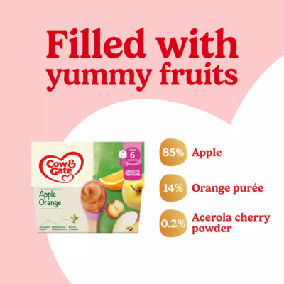 Apple Orange & Acerola Baby Food Fruit Pot , 6+ Months, 4x100g thumbnail 3