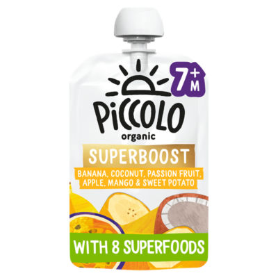 Piccolo Organic Superboost Banana, Coconut & Passionfruit, 8 Superfoods 7+m