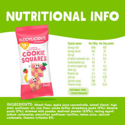 Strawberry, Banana & Beetroot Cookie Squares 18+ Months 6 x 24g (144g) thumbnail 4