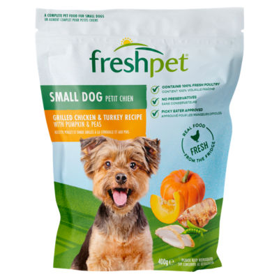 Small Dog Grilled Chicken & Turkey with Pumpkin & Peas Fresh Dog Food 400g thumbnail 2