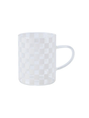 White Checkerboard Glass Mug thumbnail 2