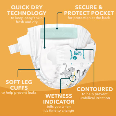 Little Angels by  Newborn Size 2 4-8kg 58 Nappies thumbnail 3
