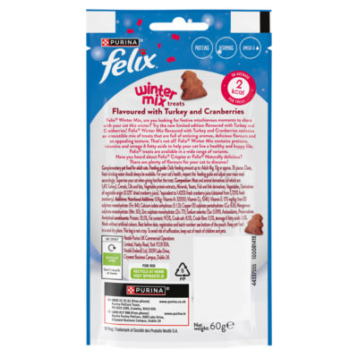 FELIX Winter Mix Festive Turkey & Cranberry Cat Treats 60g thumbnail 3