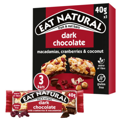 Eat Natural Dark Chocolate Cranberries & Macadamias Bars