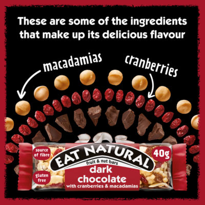 Dark Chocolate with Cranberries & Macadamias Fruit & Nut Bars 3 x 40g thumbnail 4